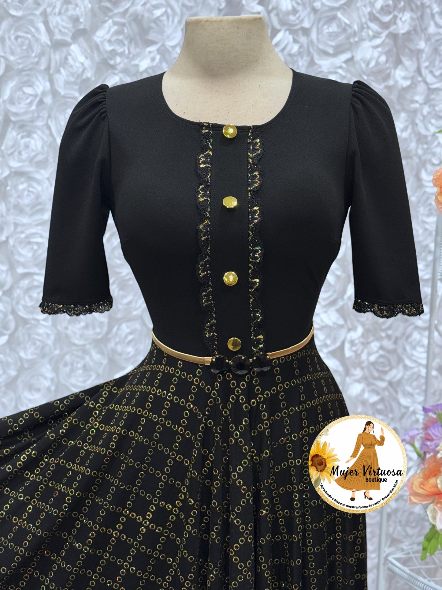 Eleanore Black & Gold Dress