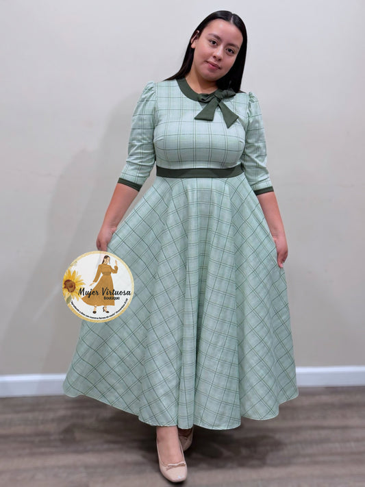 Juliette Sage Green Plaid Dress