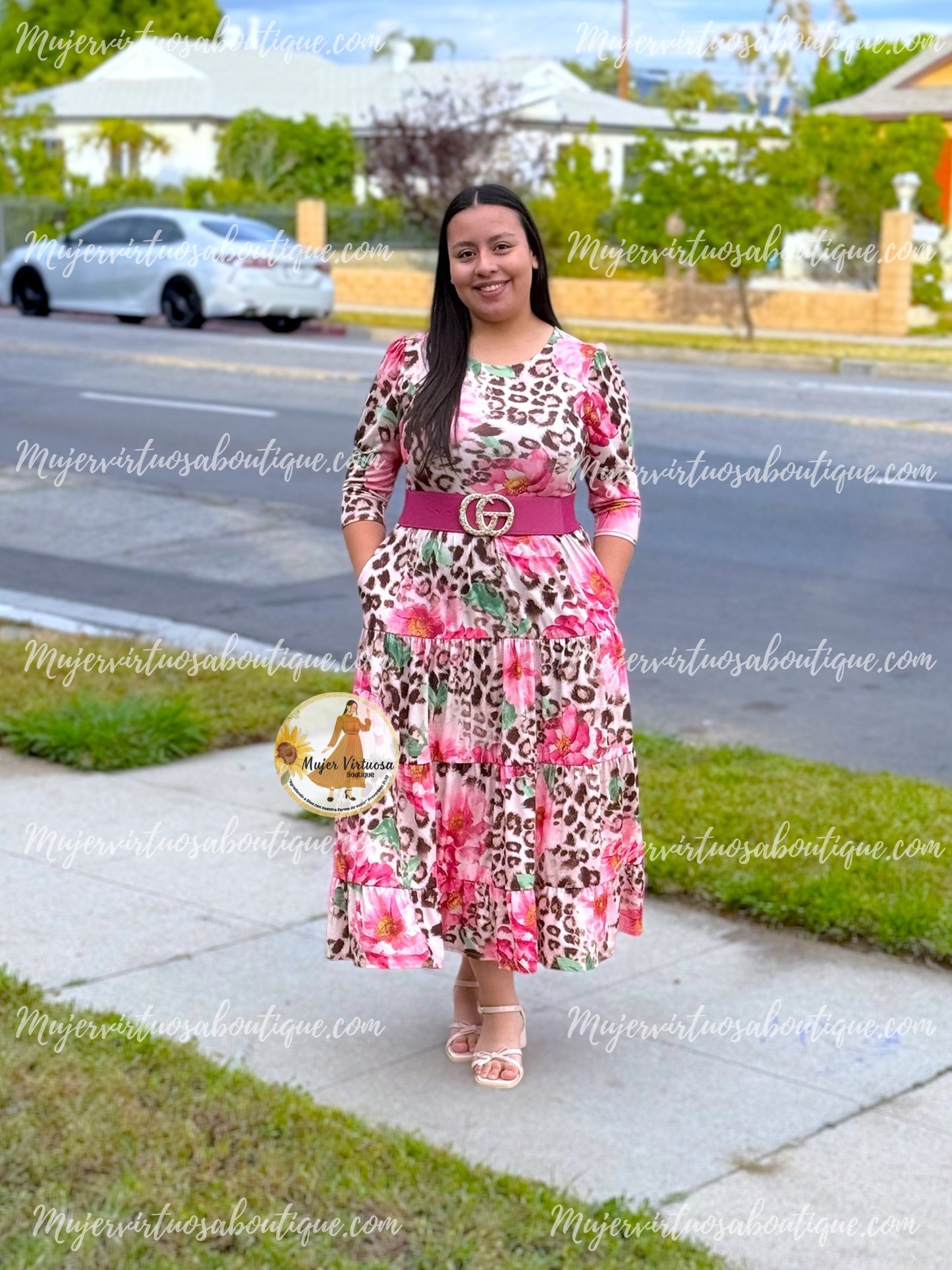 Sofia Fucsia & Animal Print Dress