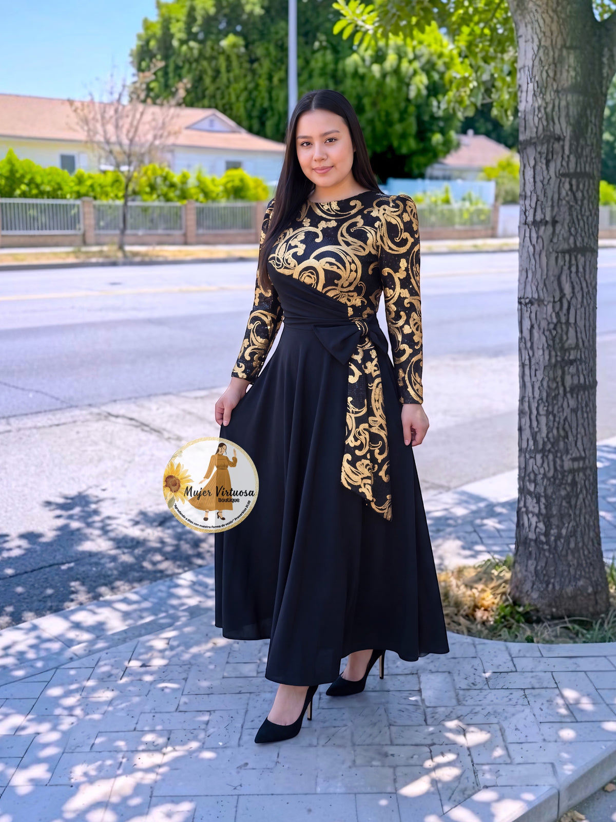 Damaris Black & Gold Dress