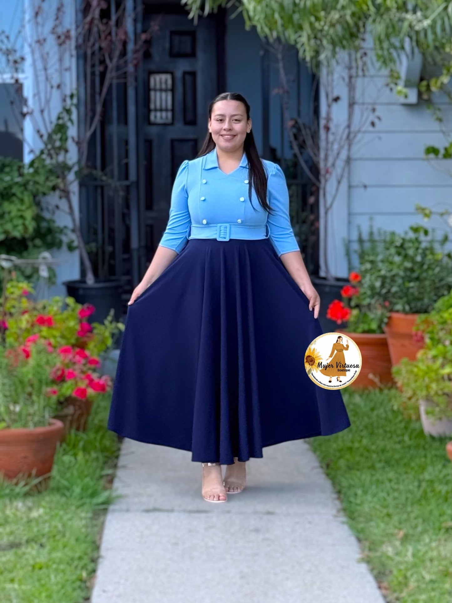Frida Sky & Navy Blue Dress