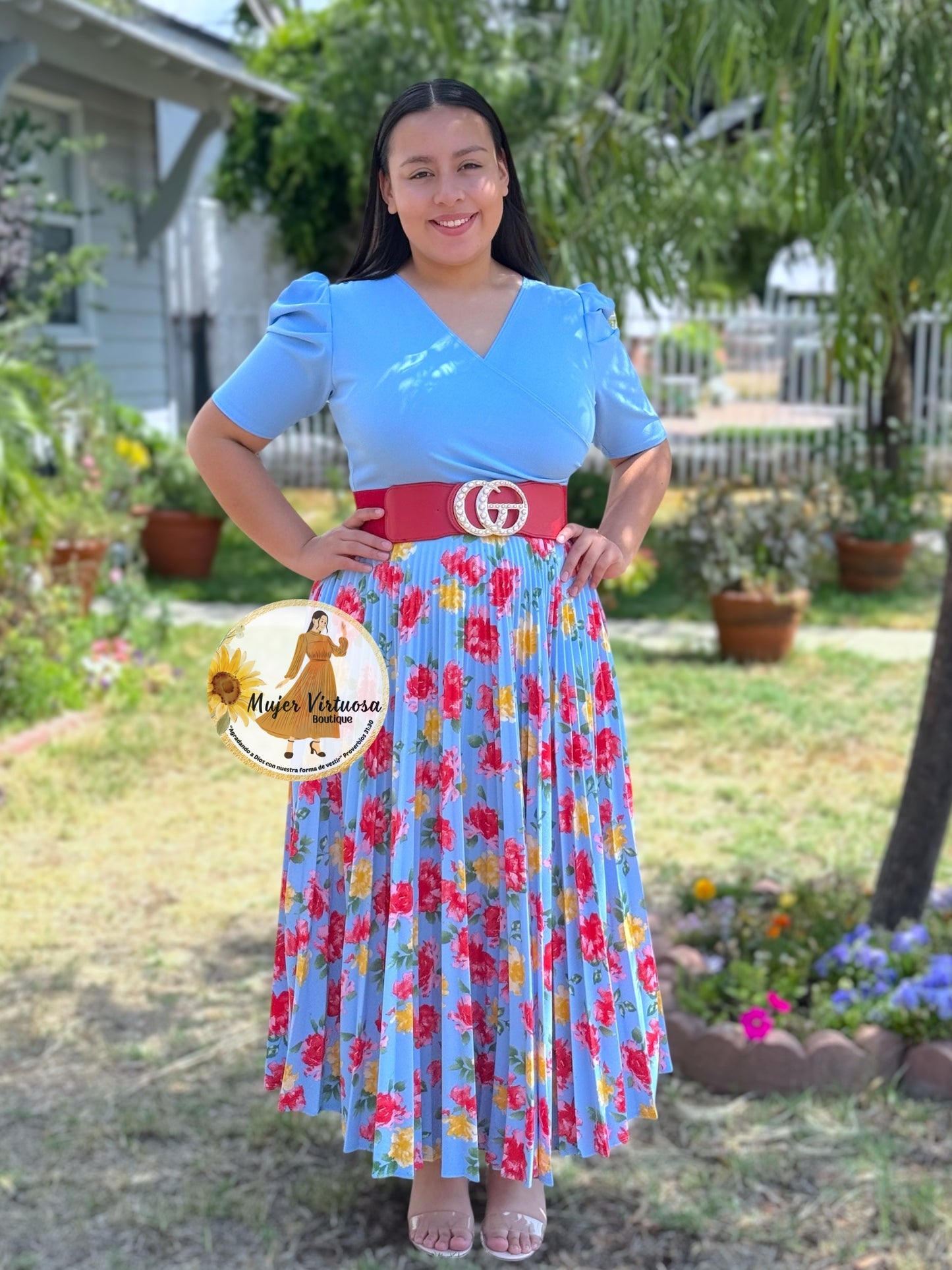 Jessica Sky Blue Floral Dress