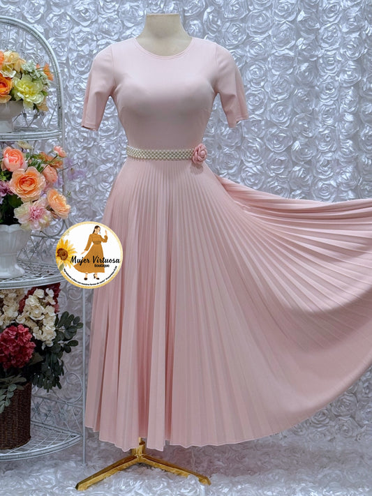 Baby Pink Pleated Dress