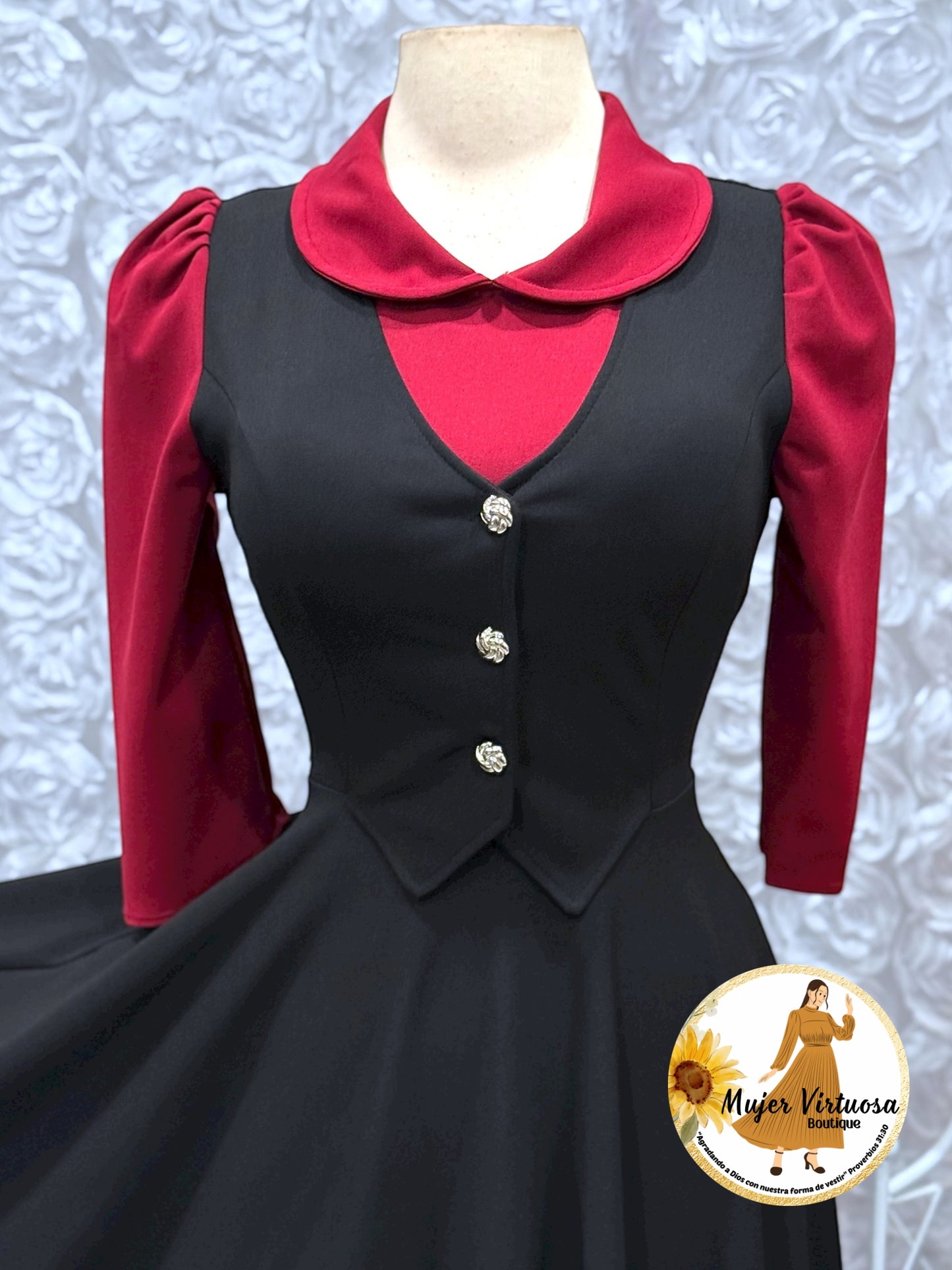 Burgundy & Black 2 in 1 Dress
