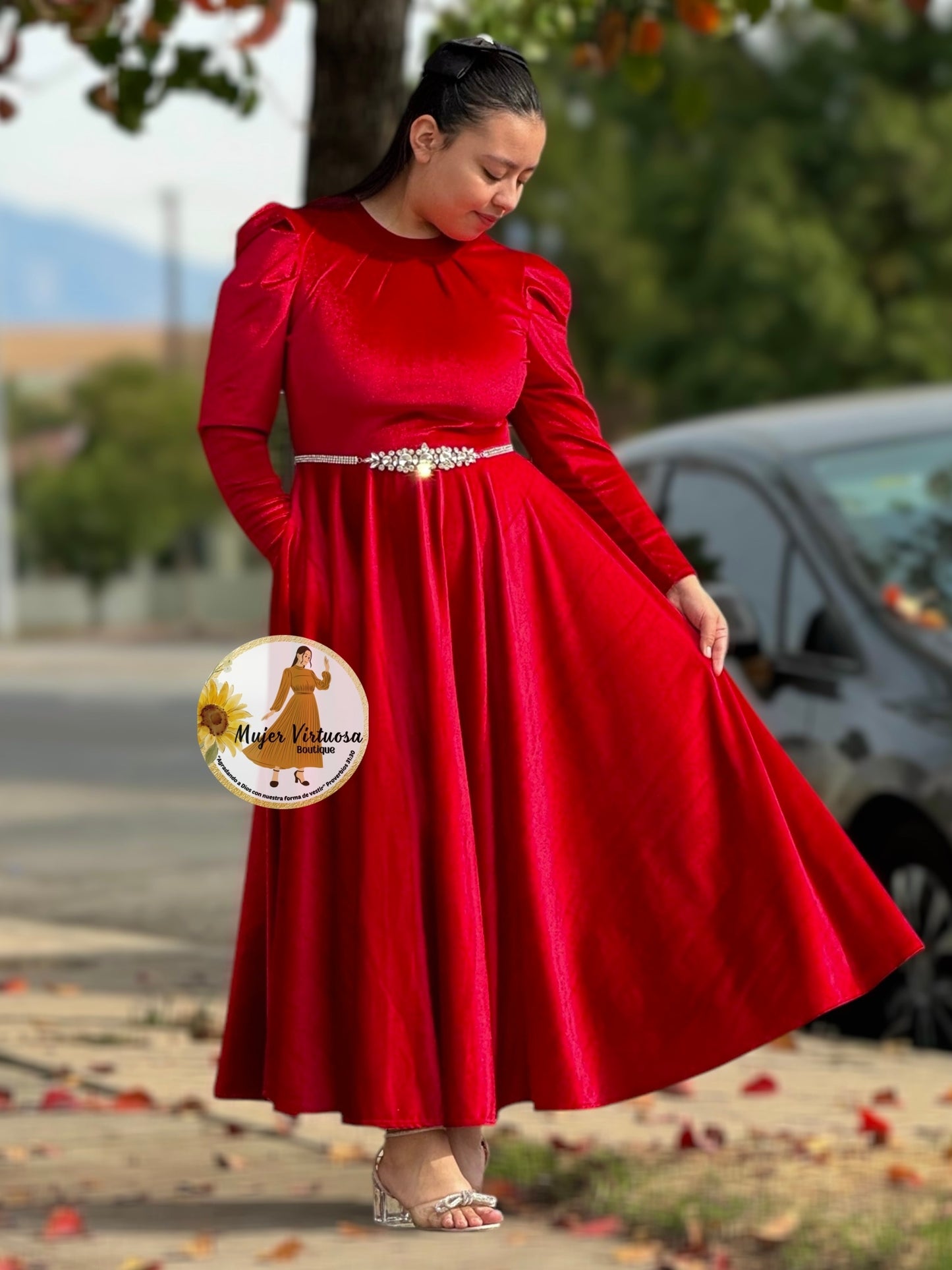 Eloisa Red Velvet Dress