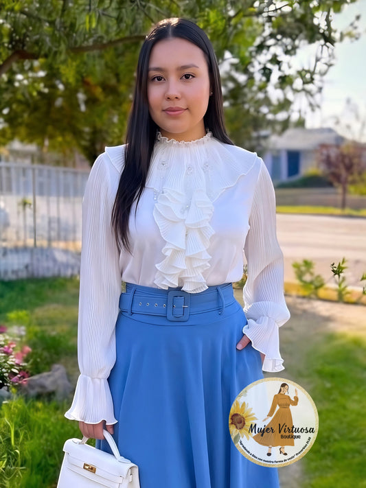 Elegant White Ruffles Blouse