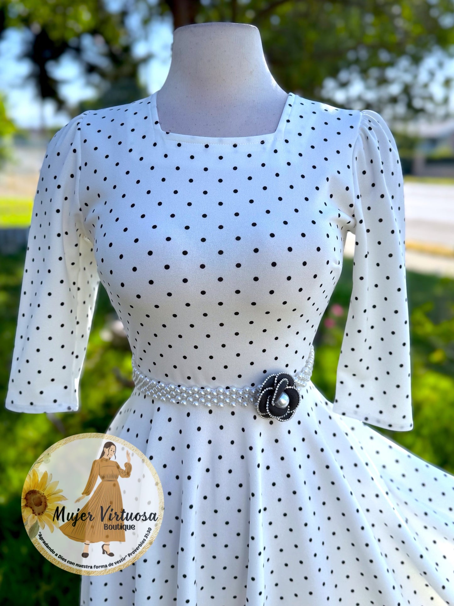Eunice White Polka Dot Dress