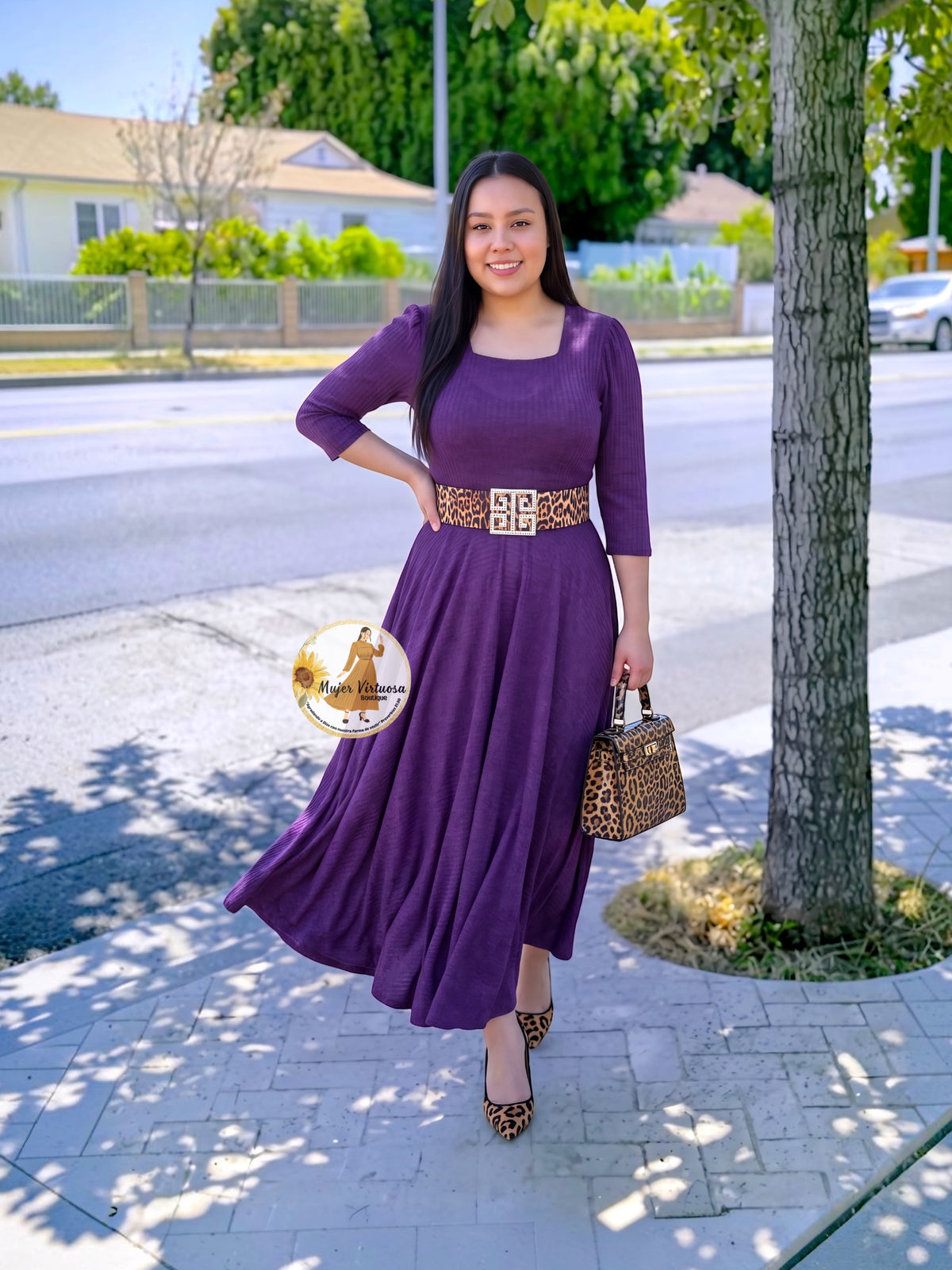 Eunice Purple Cotton Dress