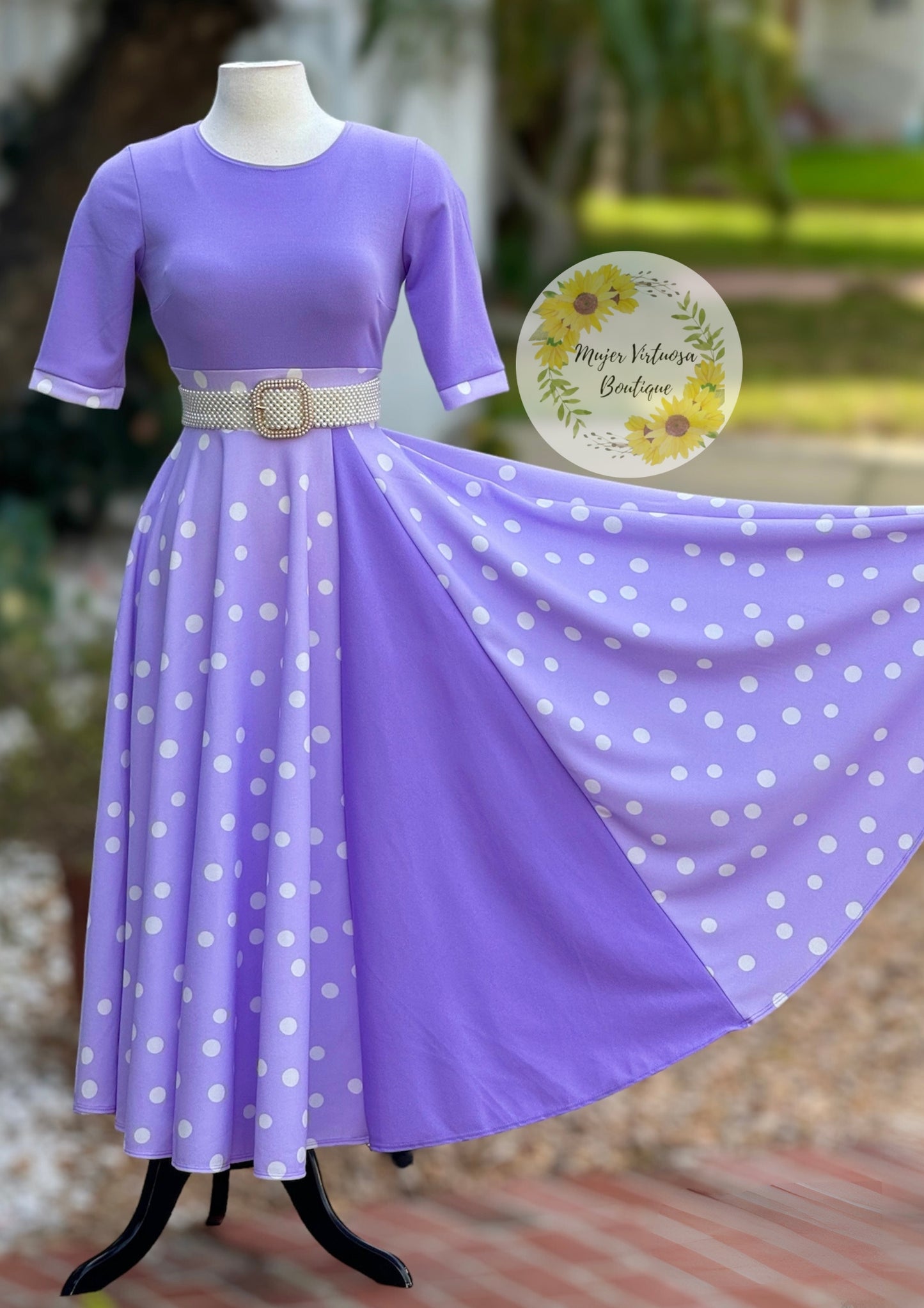 Andrea Lilac 💜 Polka Dot Dress