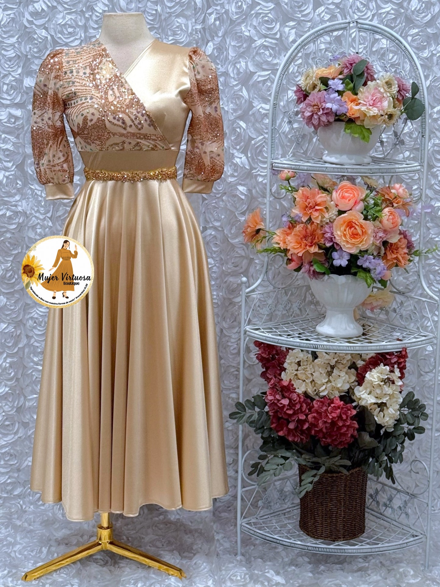 Charlotte Champagne Satin Dress