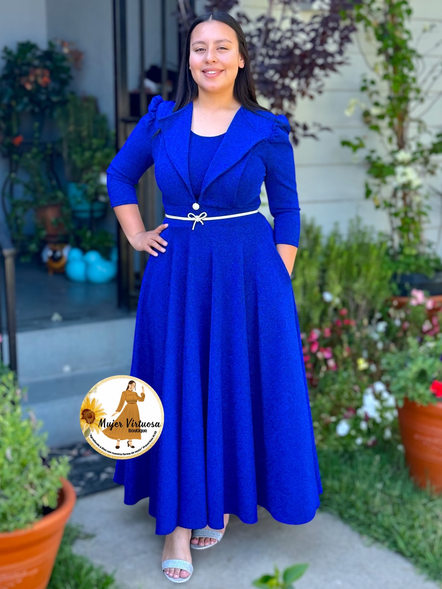 Astrid Royal Blue Shiny Blazer Dress