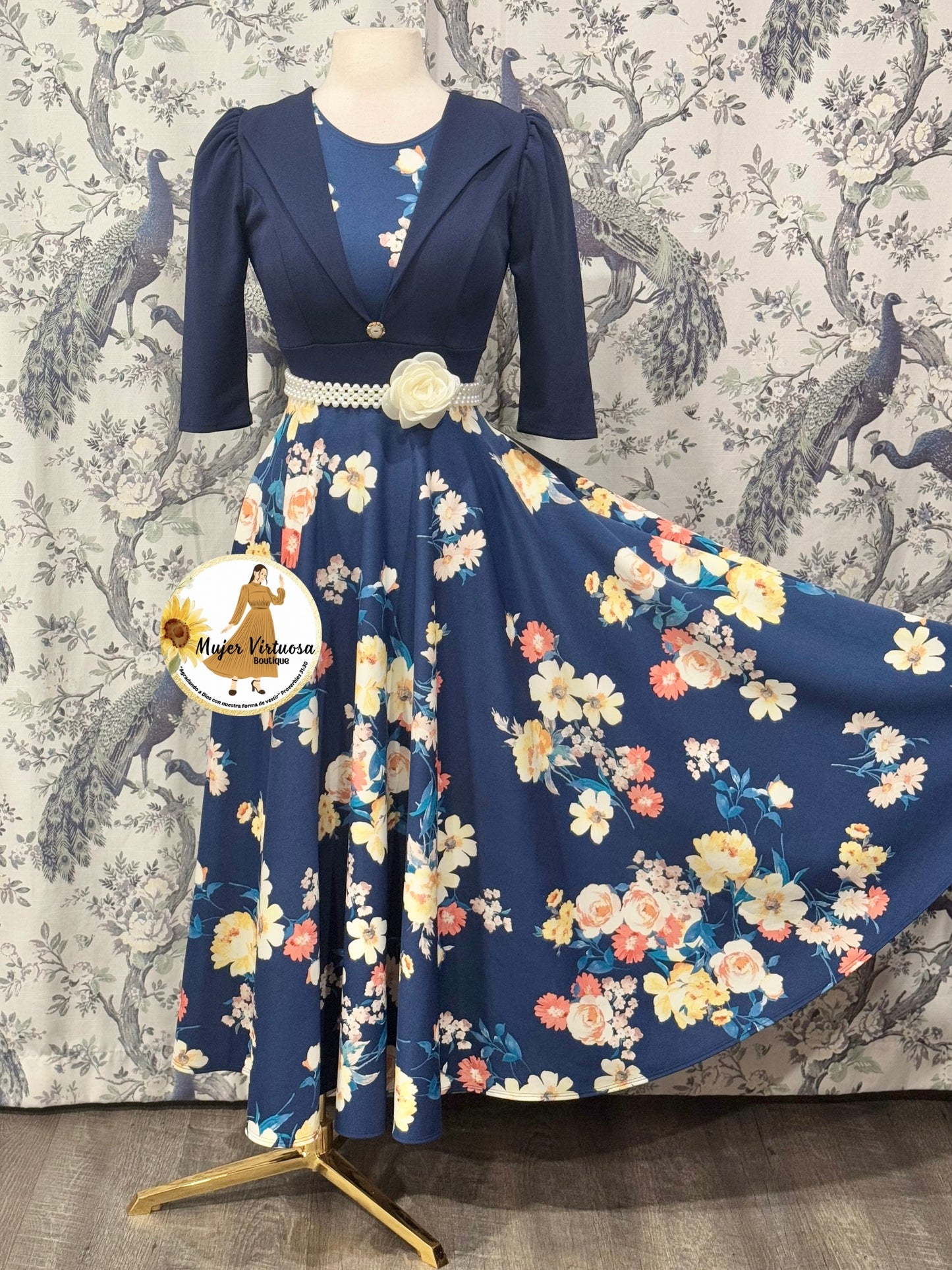 Astrid Navy Blazer Floral Dress