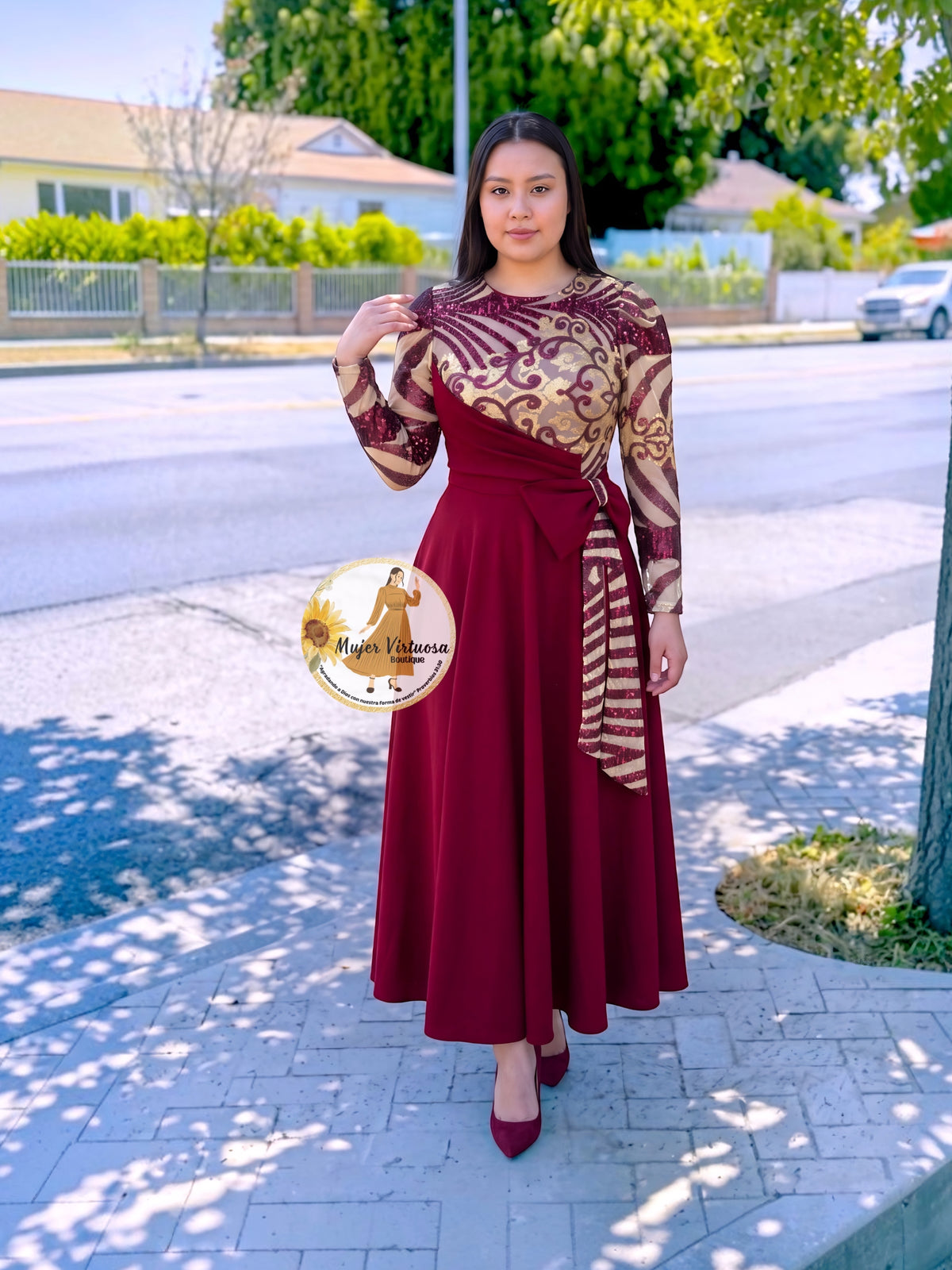 Damaris Burgundy Dress
