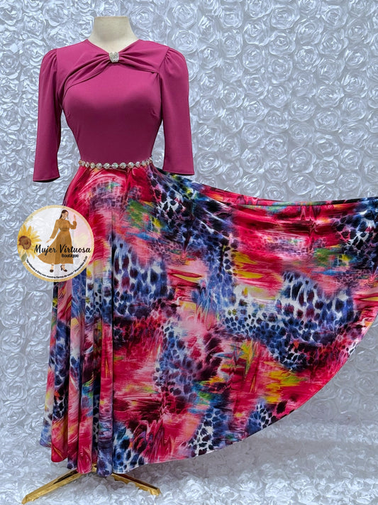 Rosalie Magenta Multicolor Dress
