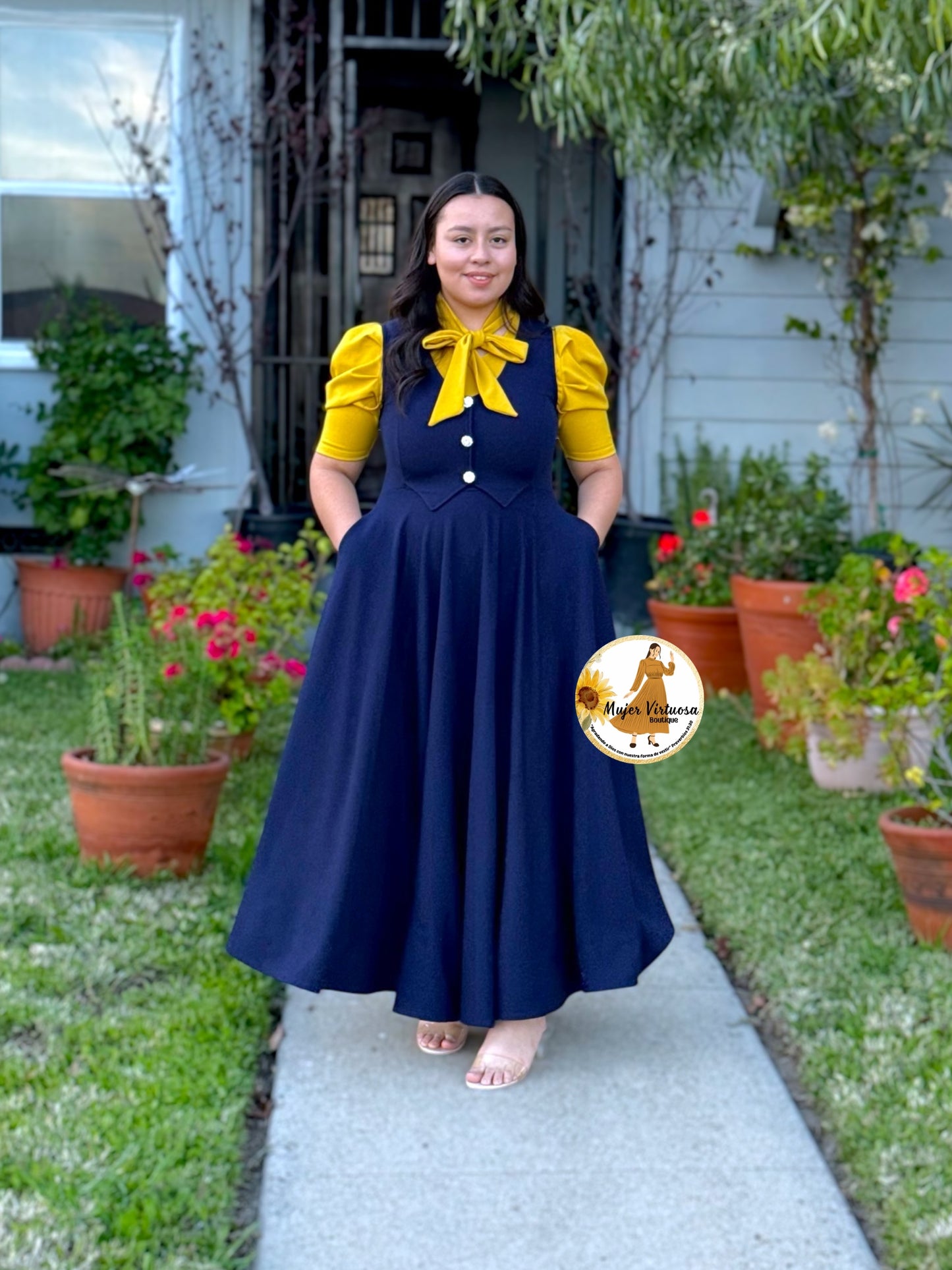 Sara Navy Blue Vest Overall