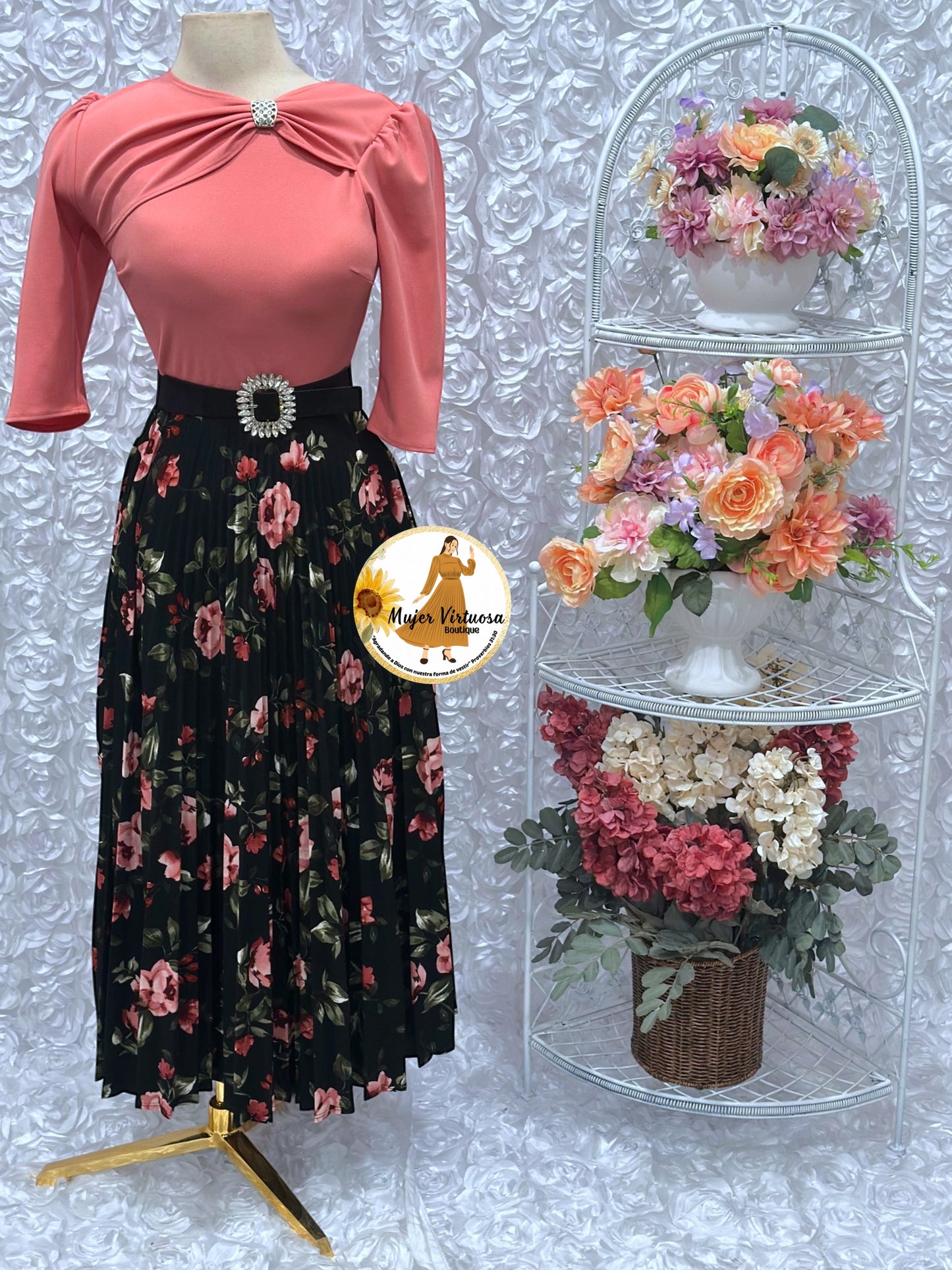 Rosalie Pink & Black Pleated Dress