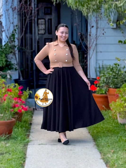 Frida Mocha & Black Dress