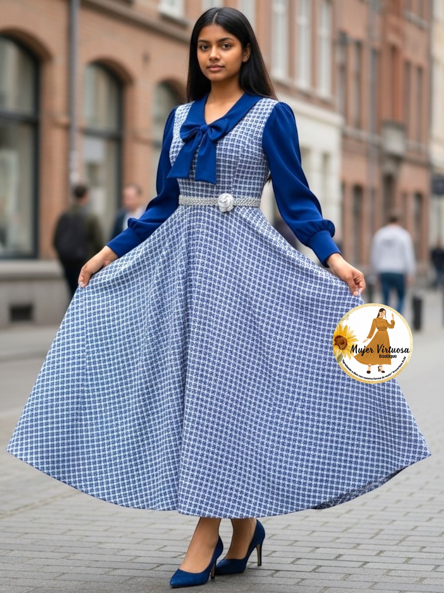 Adara Royal Blue Tweed Dress