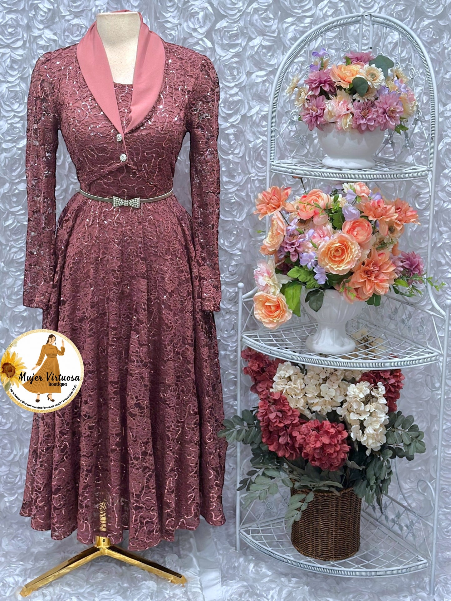 Sully Mauve Lace Blazer Dress