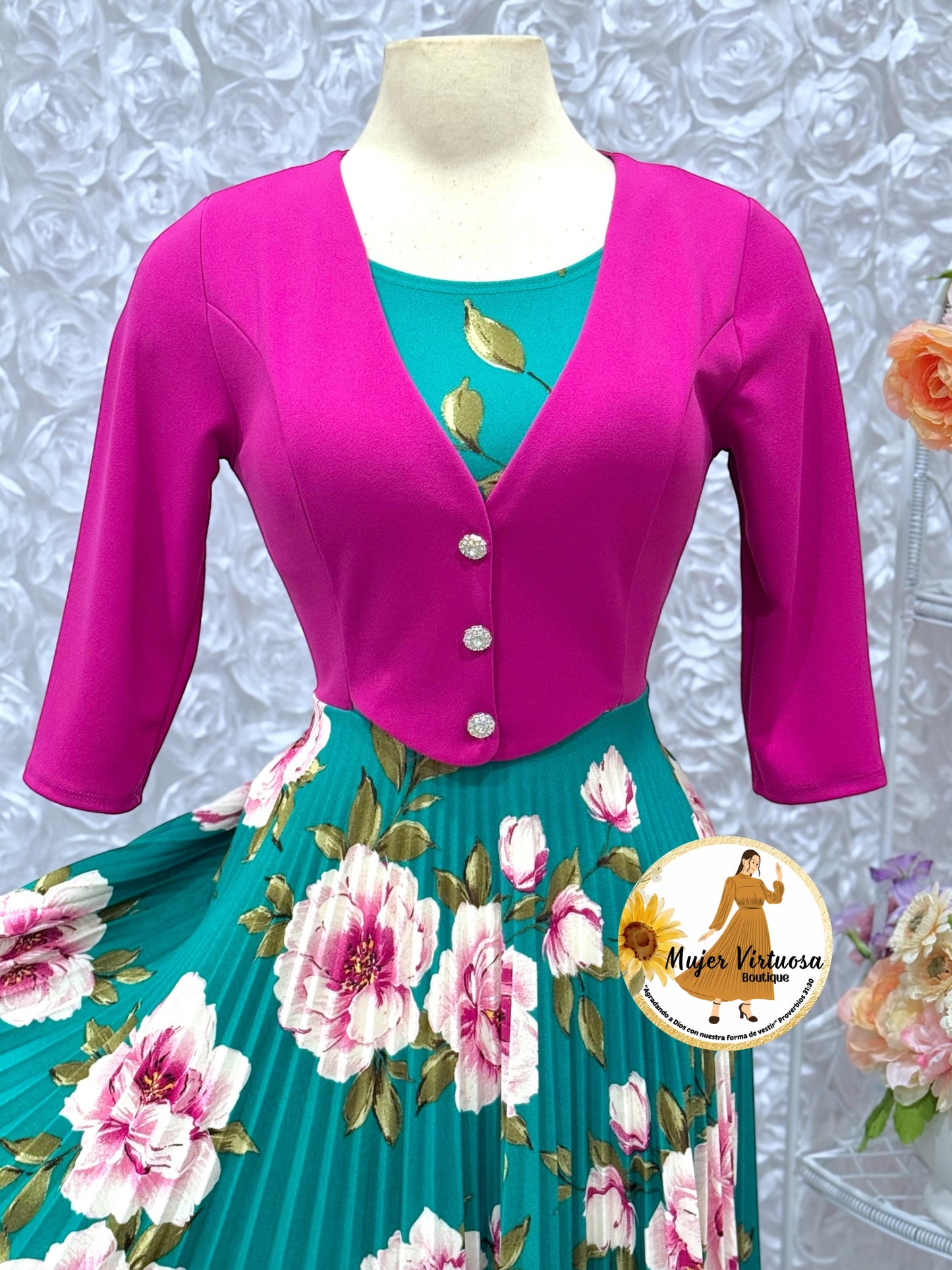 Maggie Magenta/Green Blazer Dress