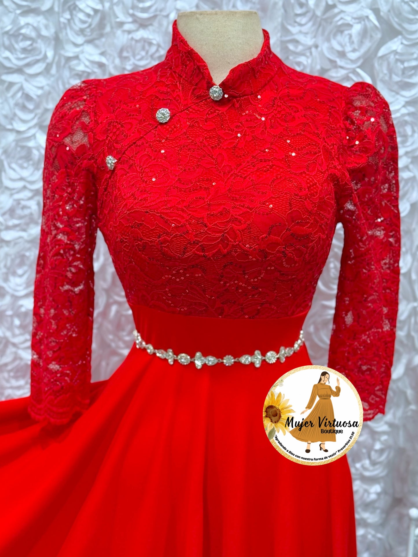 Ivana Red Lace Dress