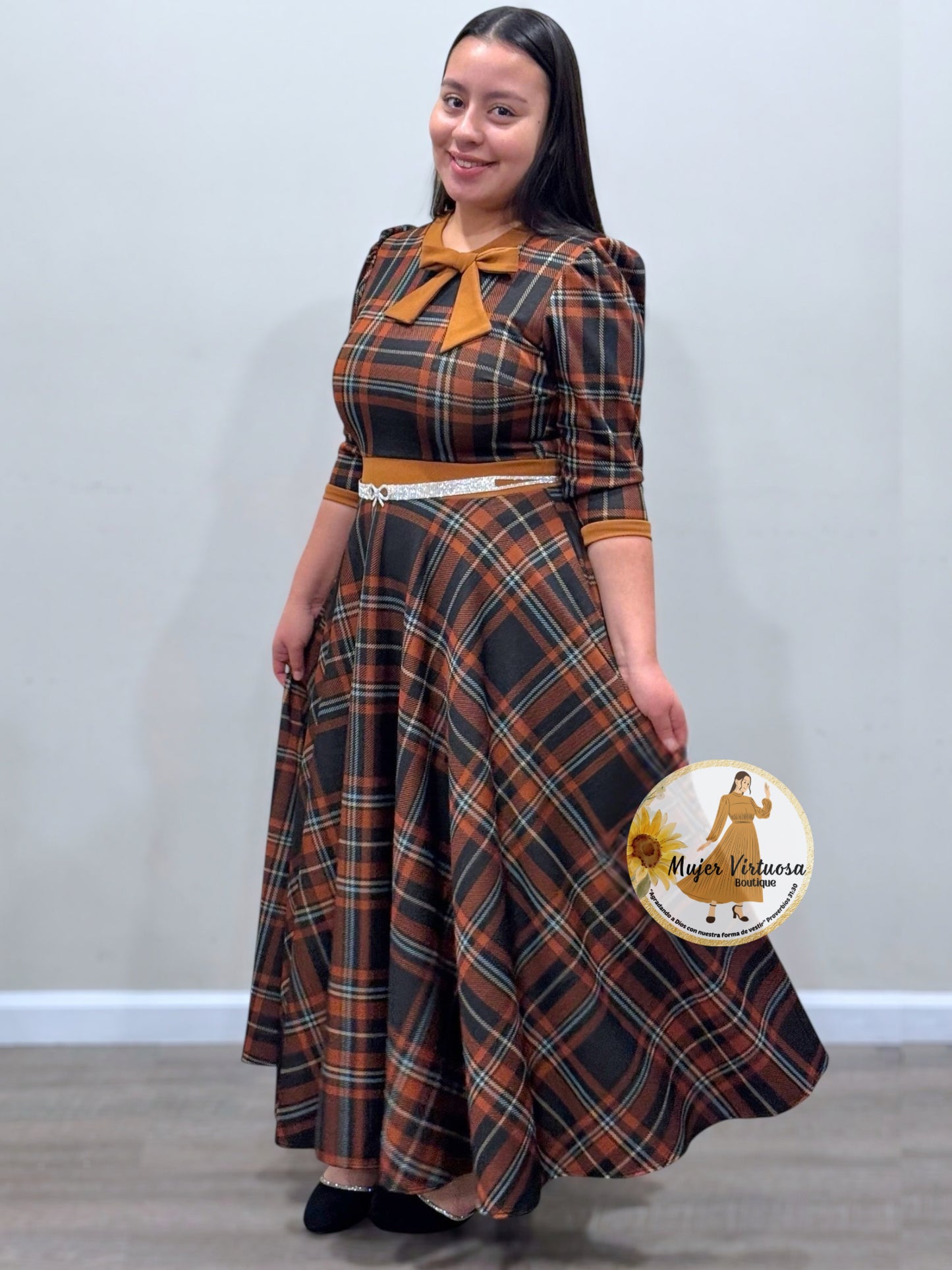 Juliette Camel/Black Plaid Dress