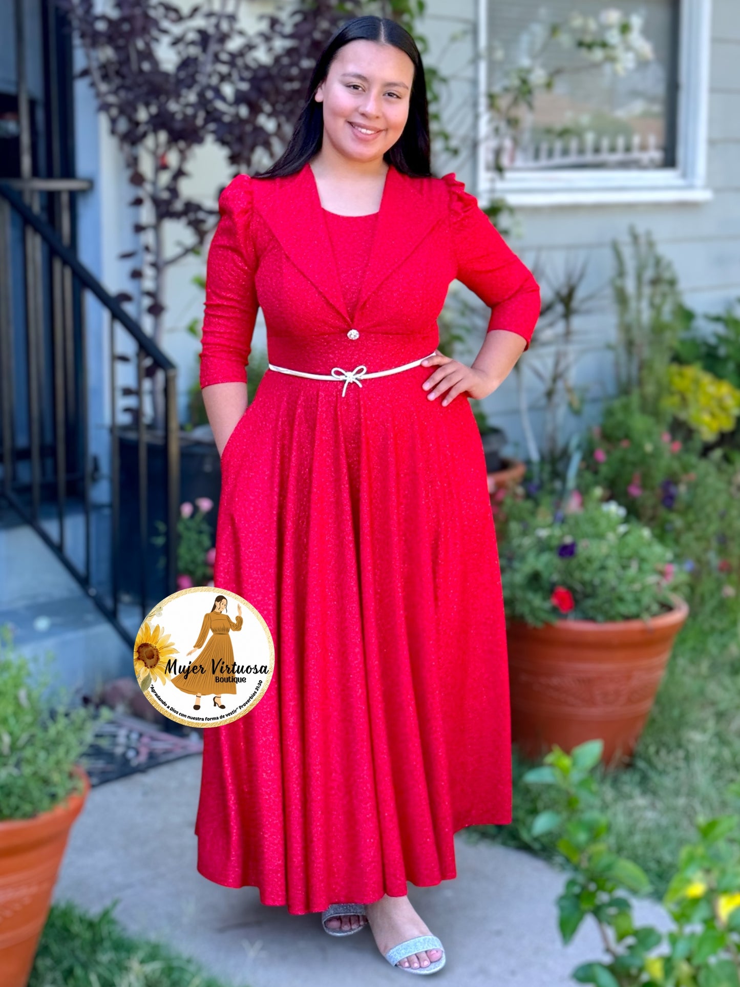 Astrid Red Shiny Blazer Dress