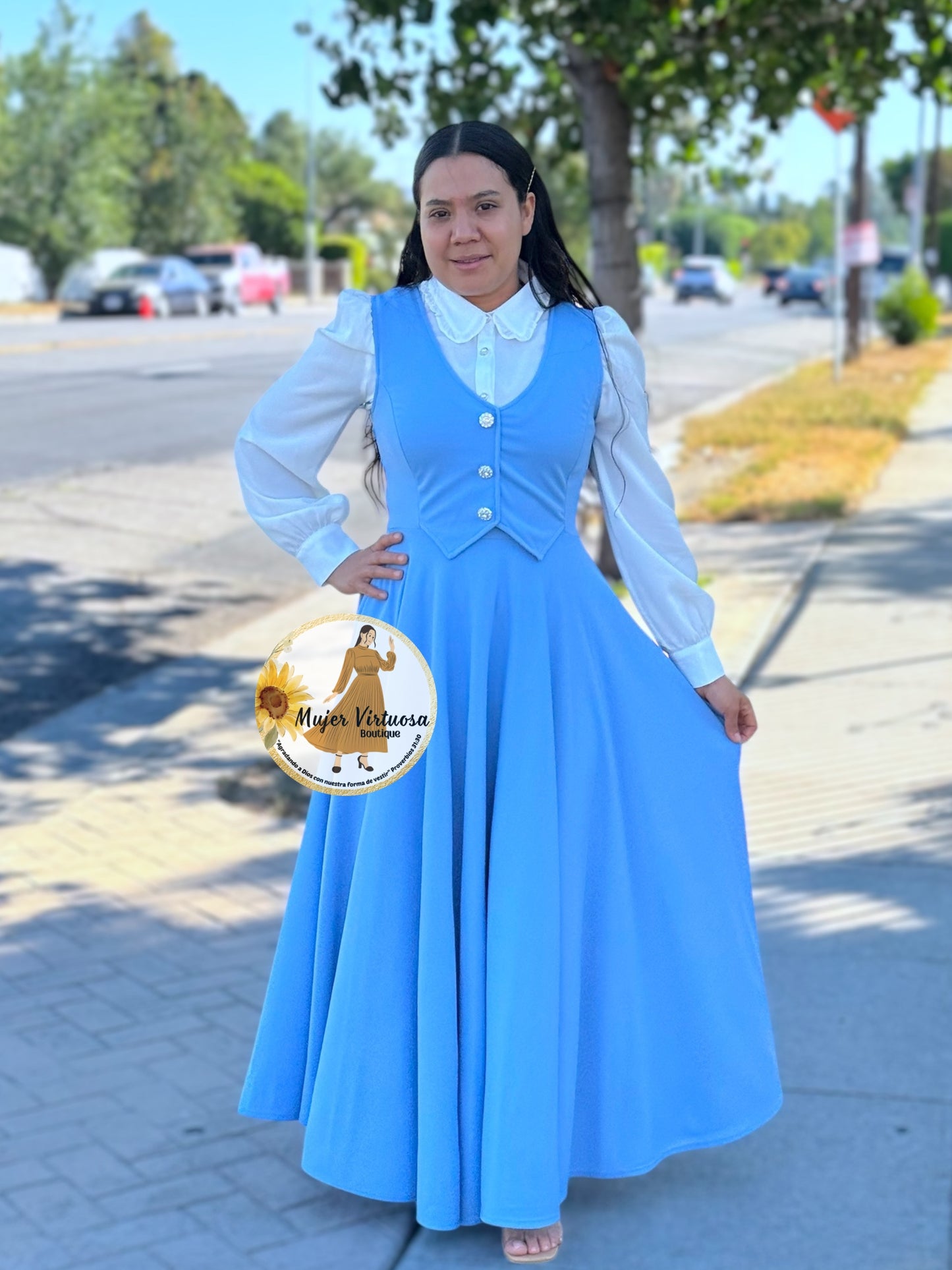 Sara Baby Blue Vest Overall