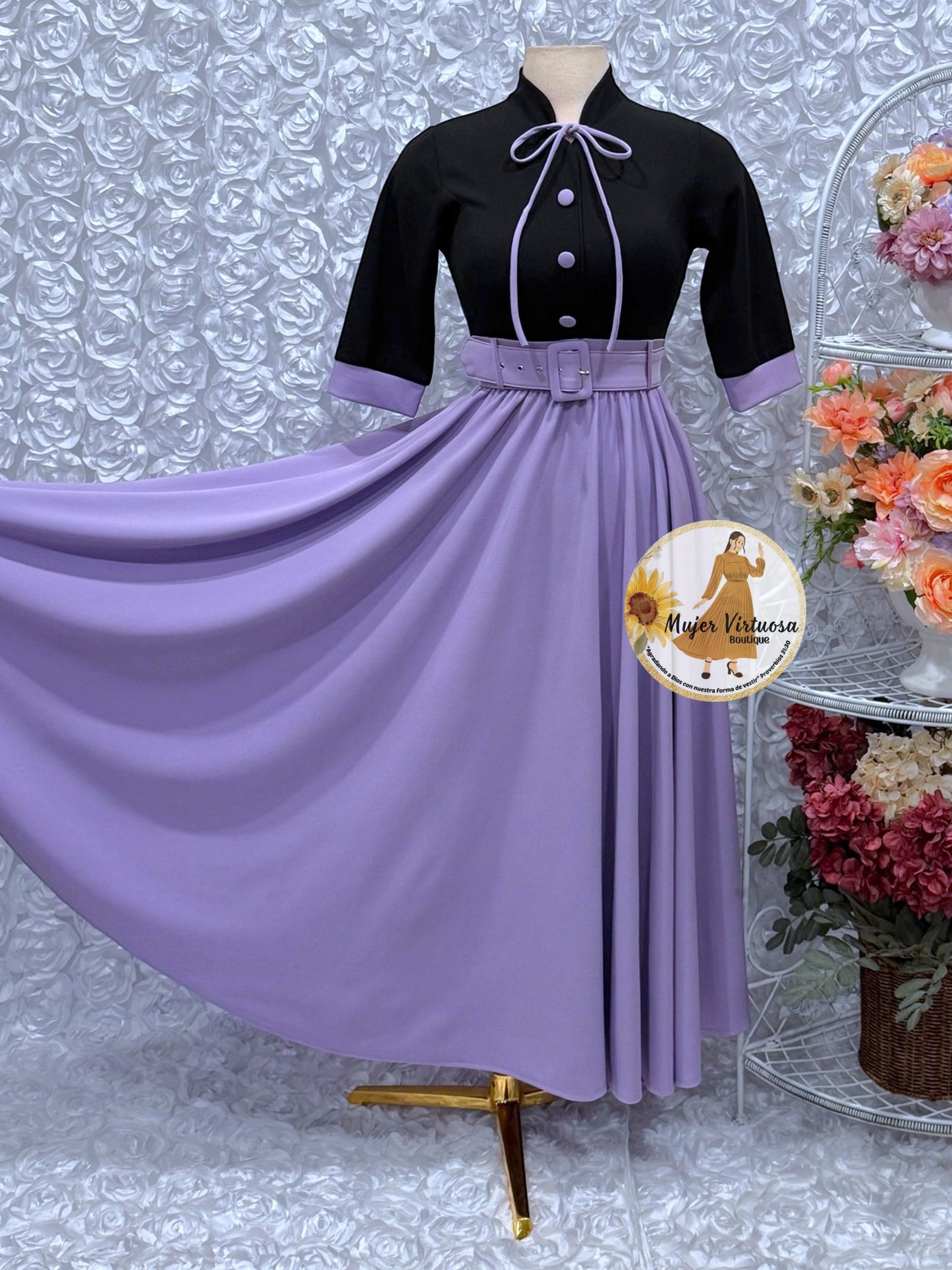 Maya Black & Lilac Dress