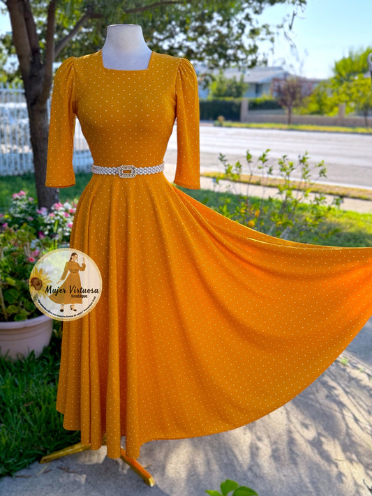 Eunice Mustard Polka Dot Dress