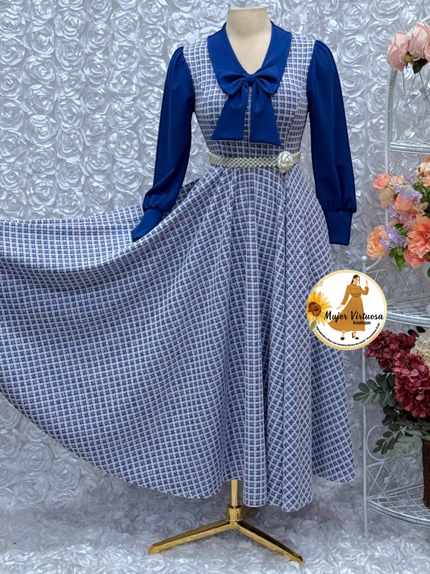 Adara Royal Blue Tweed Dress