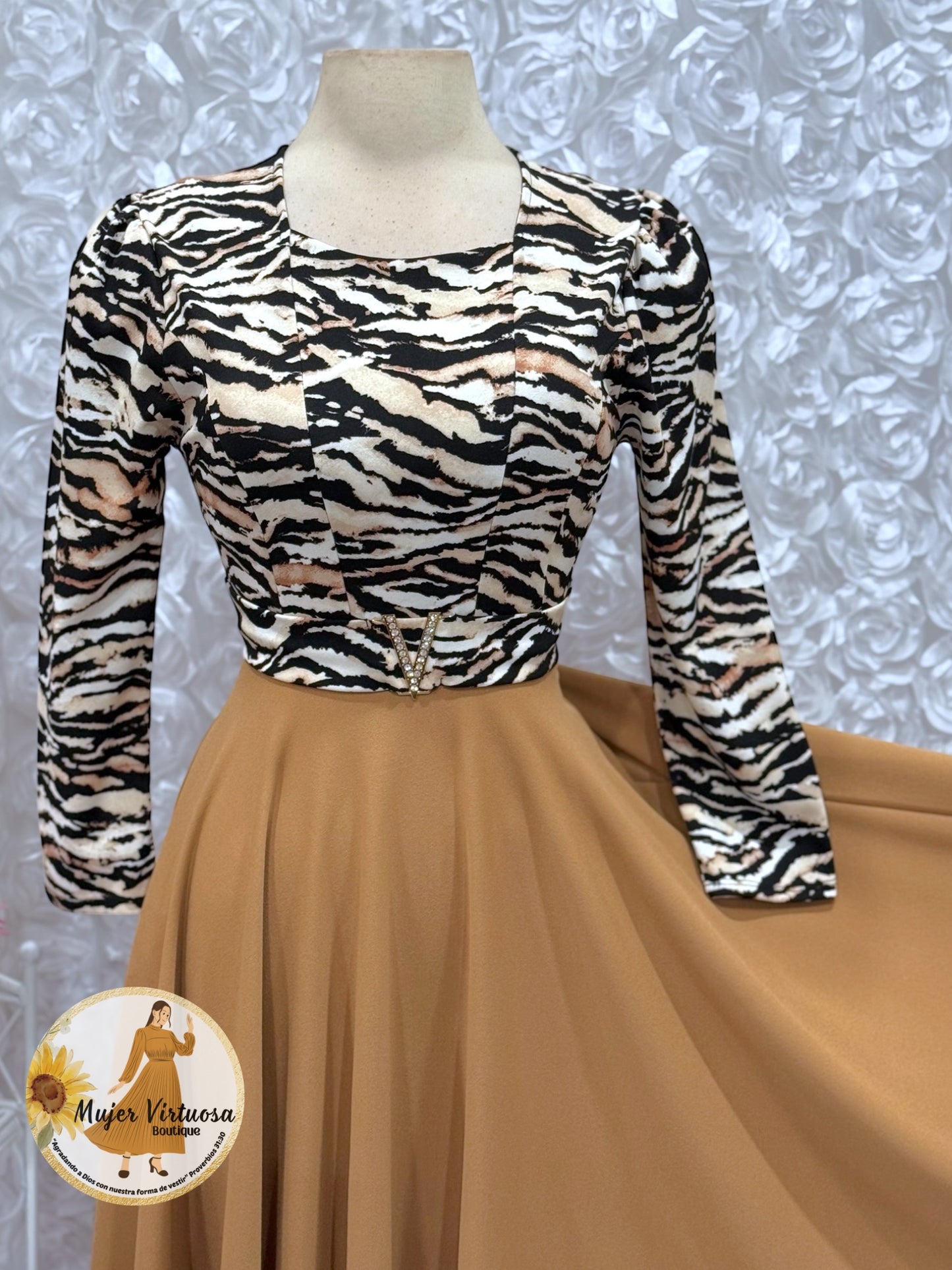 Nadia Mocha Animal Print Dress