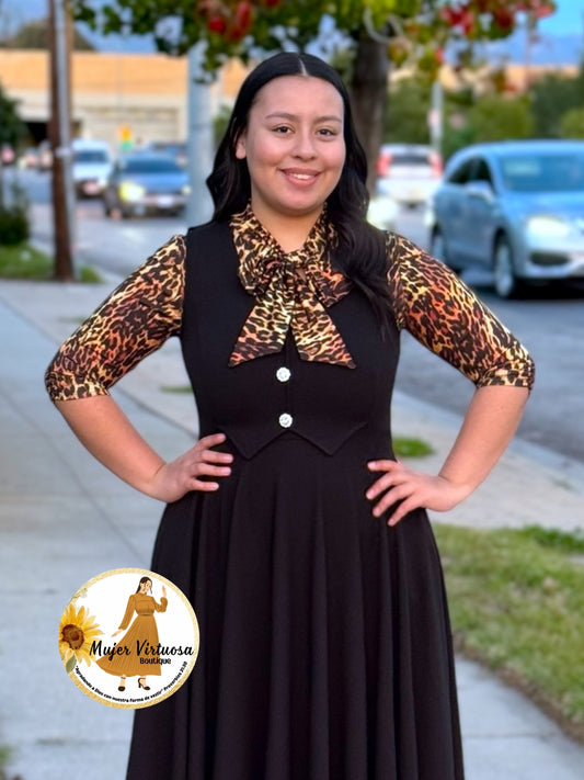 Animal Print Bow Tie Top