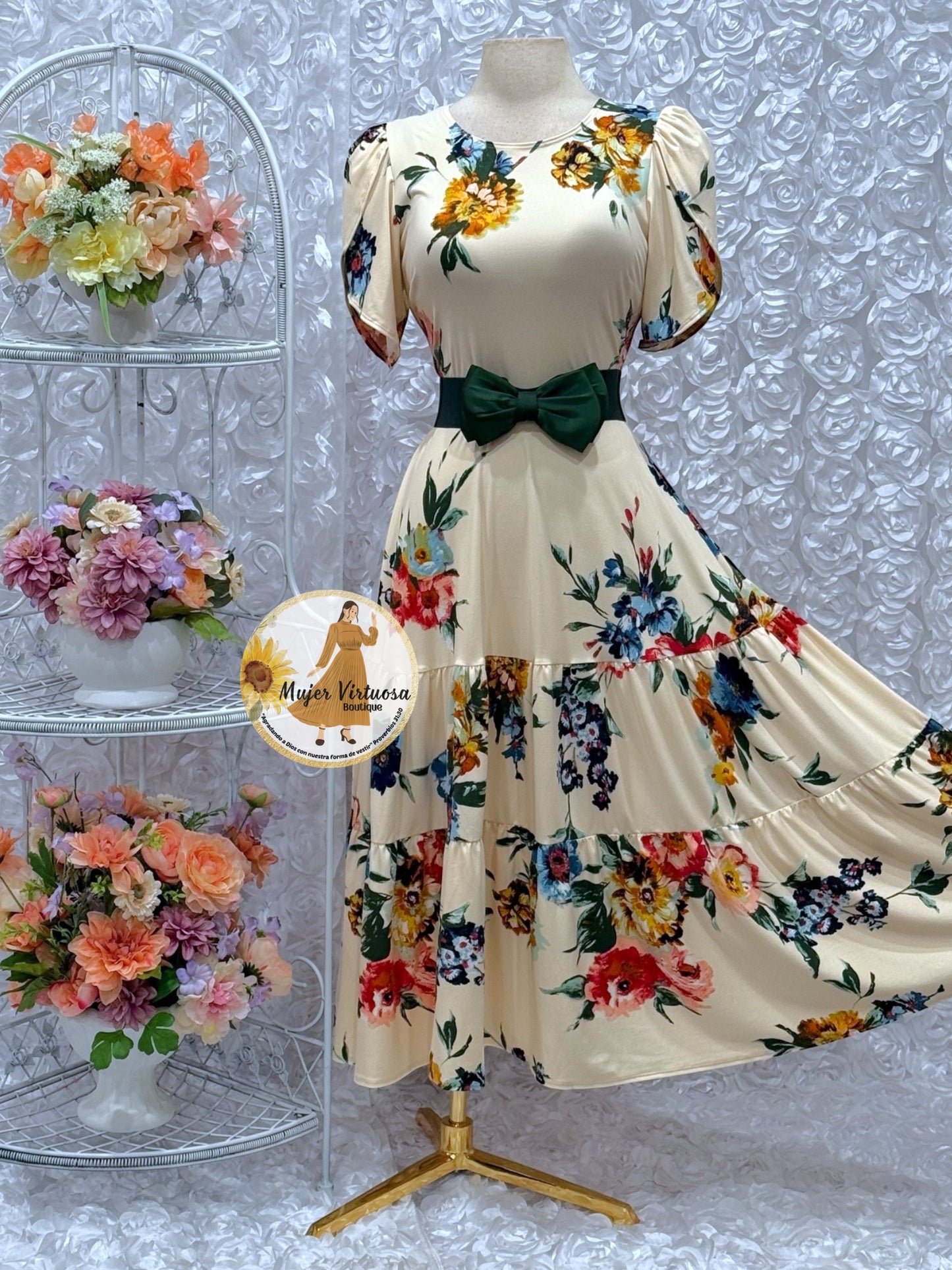 Abigail Ivory Floral Dress