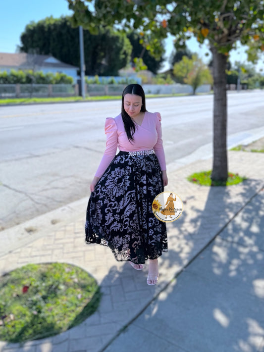 Larissa Pink & Black Mesh Dress