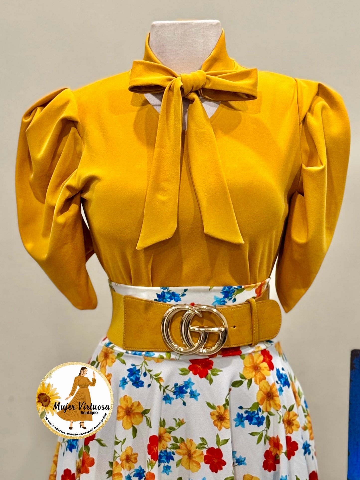 Mustard Bow Tie Top