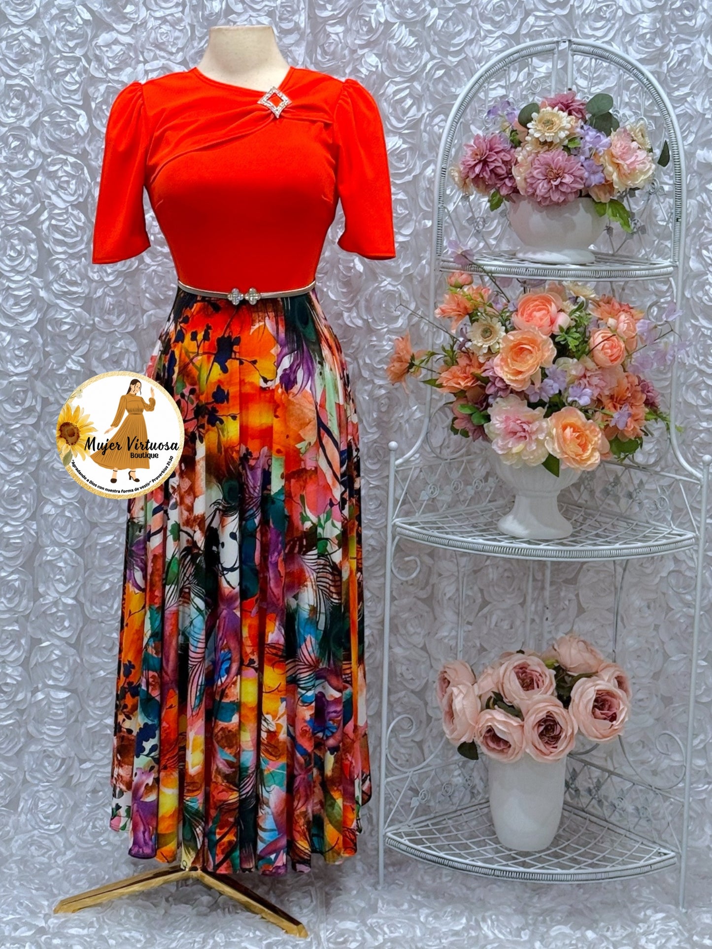 Rosalie Orange Floral Dress