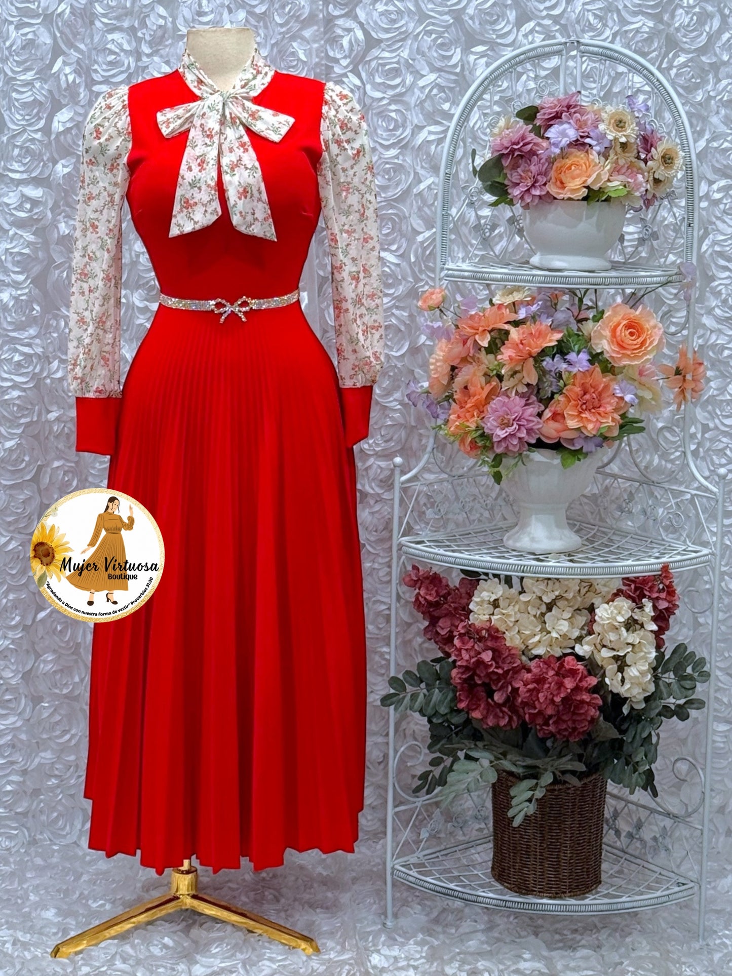 Brenda Red Floral Dress