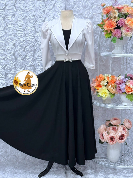Astrid White & Black Blazer Dress
