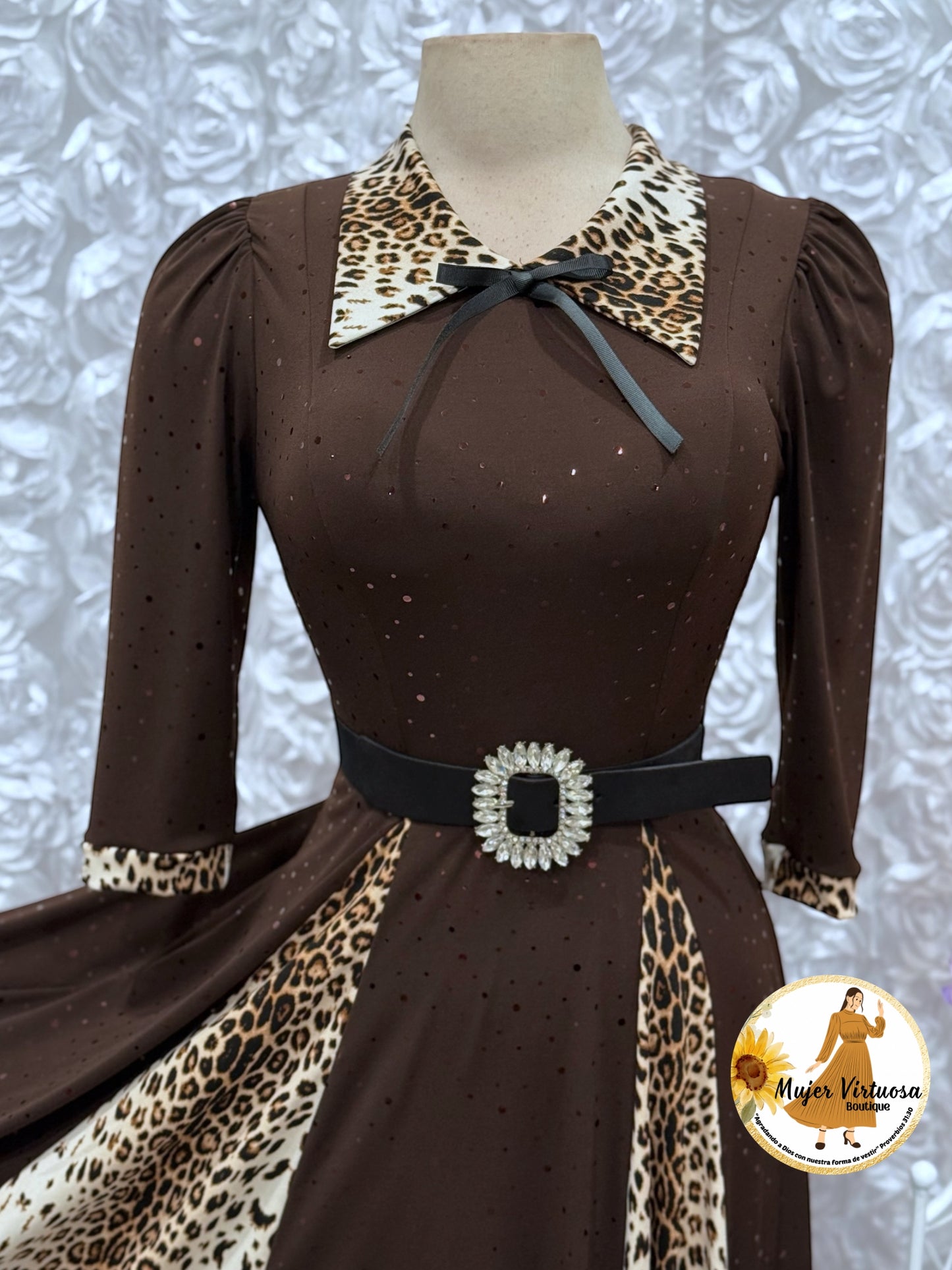 Victoria Brown & Animal Print Sequin Dress