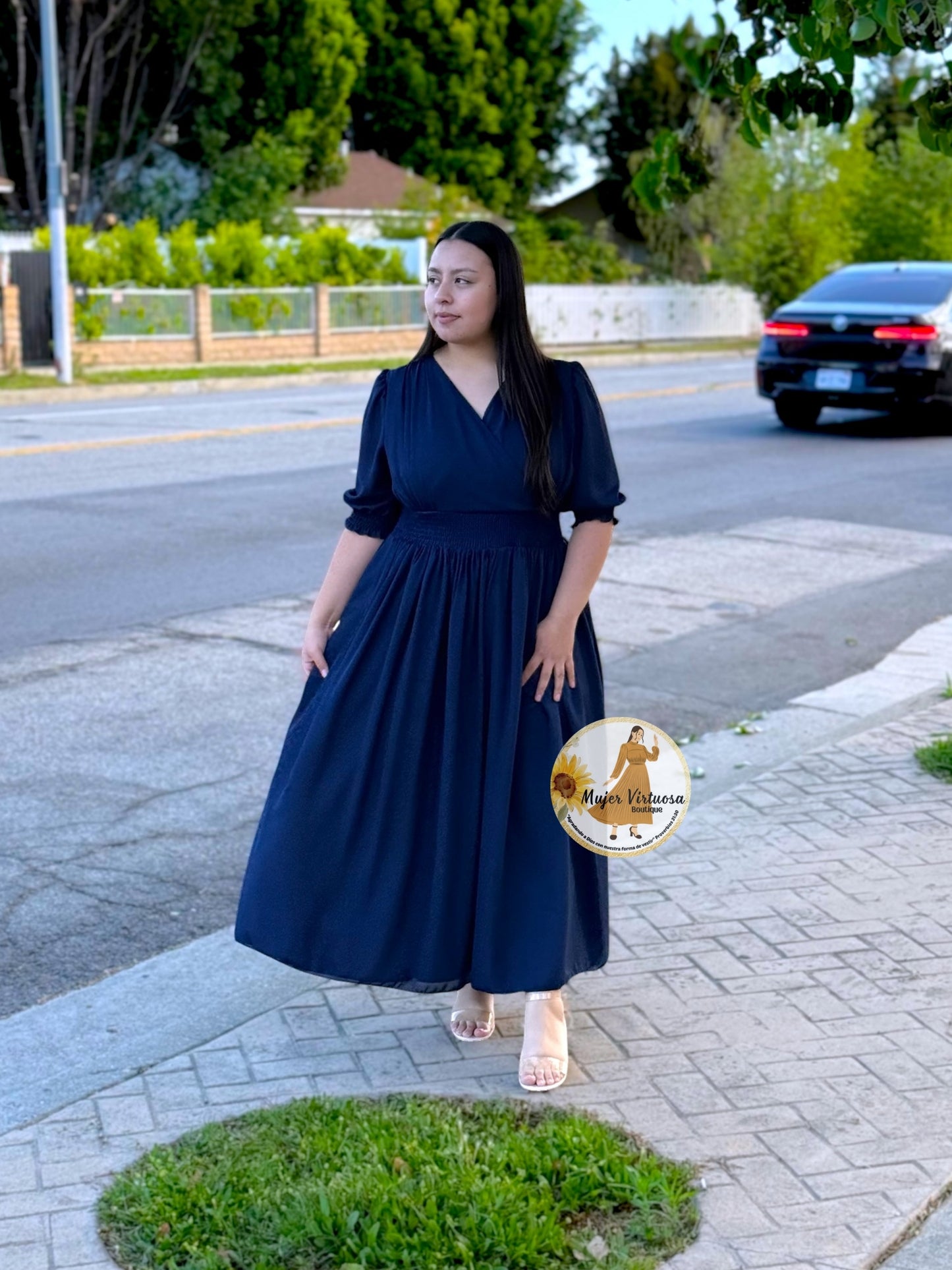Julisa Navy Chiffon Dress