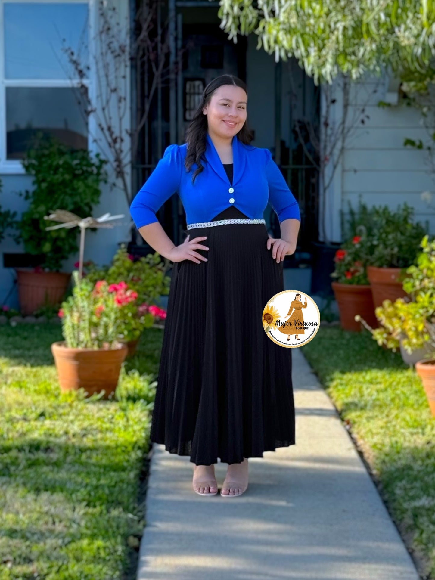 Emely Royal Blue & Black Dress