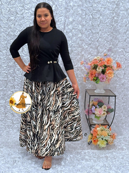 Betty Black/Animal Print Dress