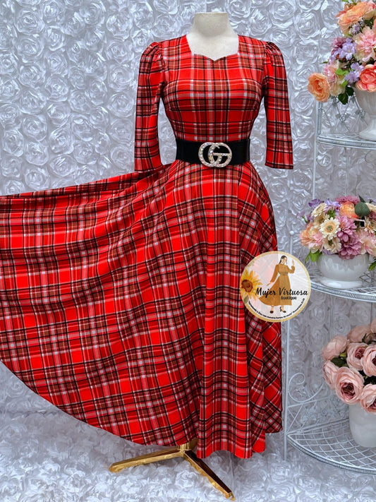 Lucy Red Plaid Dress