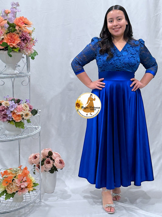 Cecilia Royal Blue Satin Dress