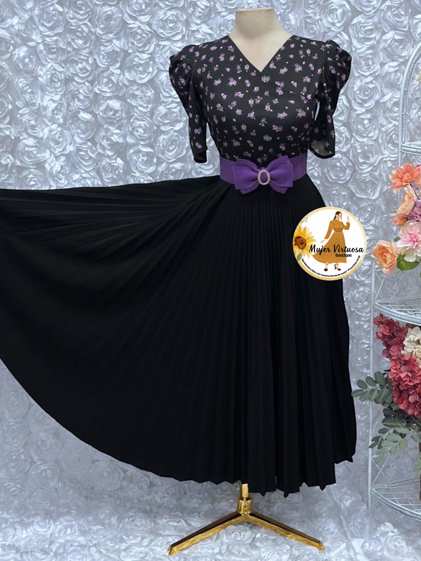 Jessica Black & Purple Floral Dress