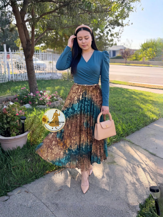 Larissa Teal & Velvet Floral Dress