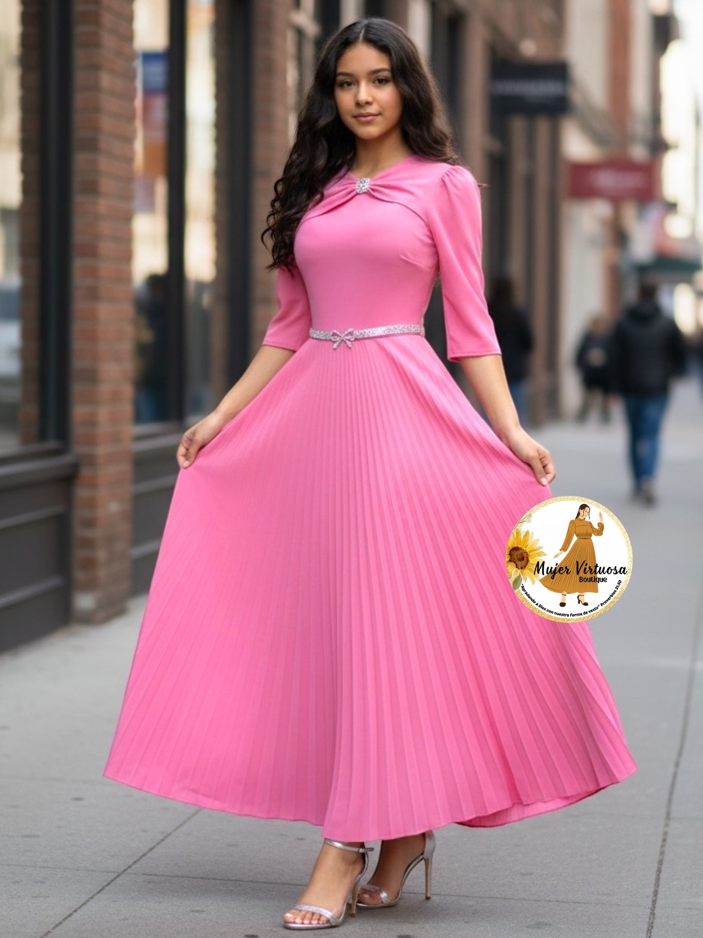 Rosalie Pink Pleated Dress