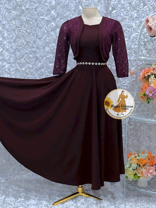 Emma Eggplant Lace Blazer Dress