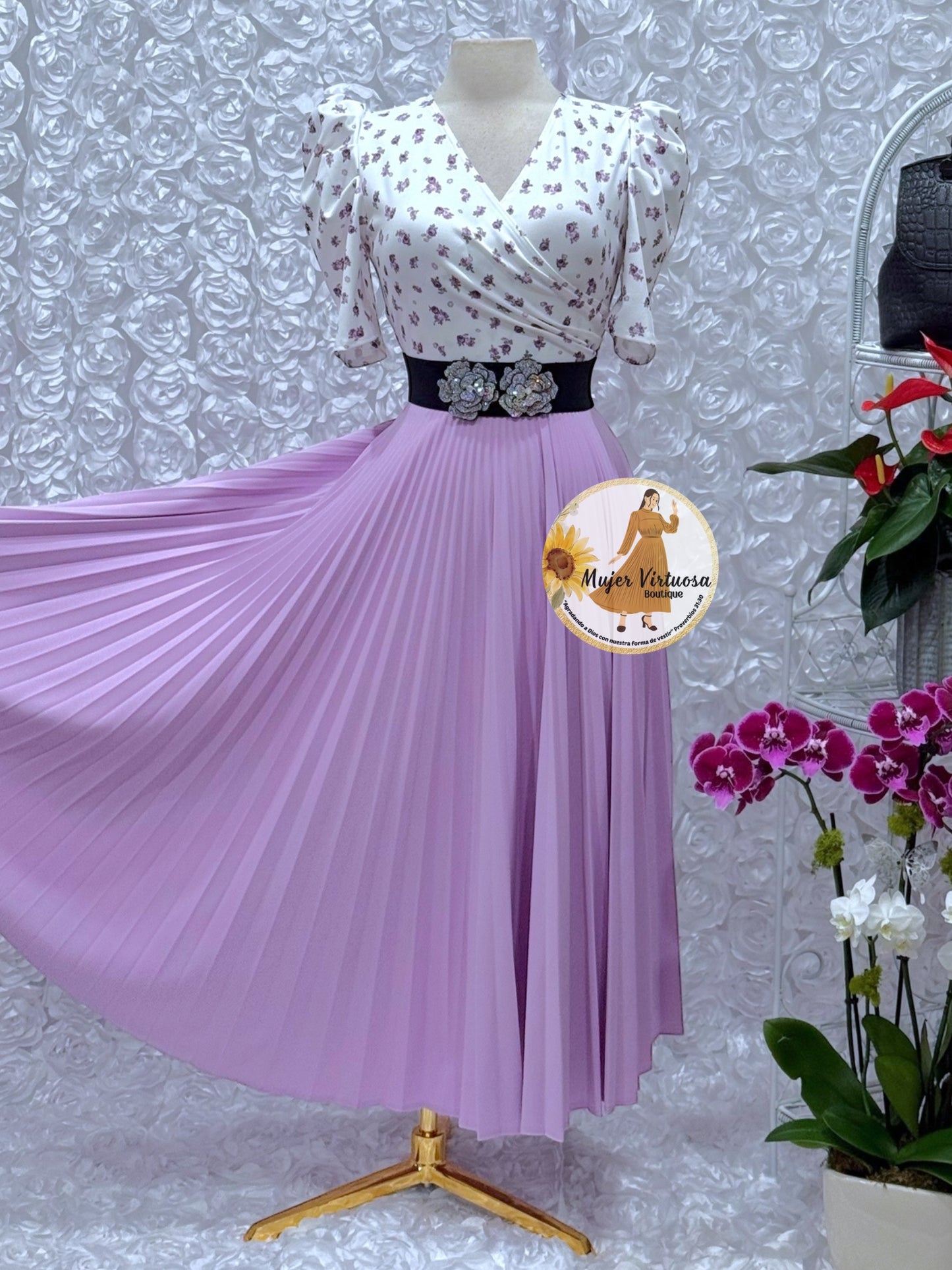 Jessica White/Lilac Floral Dress